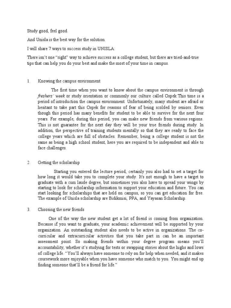 7 Tips for Success at UNISLA | PDF | Educational Technology | Human Nature