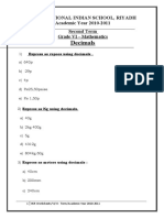 Decimals: International Indian School, Riyadh Academic Year 2010-2011 Second Term