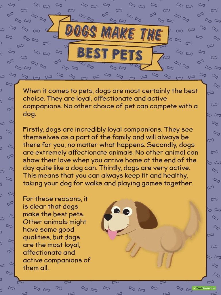 Sequencing Activity Dogs Make The Best Pets Persuasive Text Colour 24480 PDF Pet Dogs