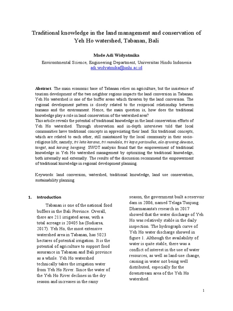 Traditional Knowledge Watershed Management Pdf Traditional