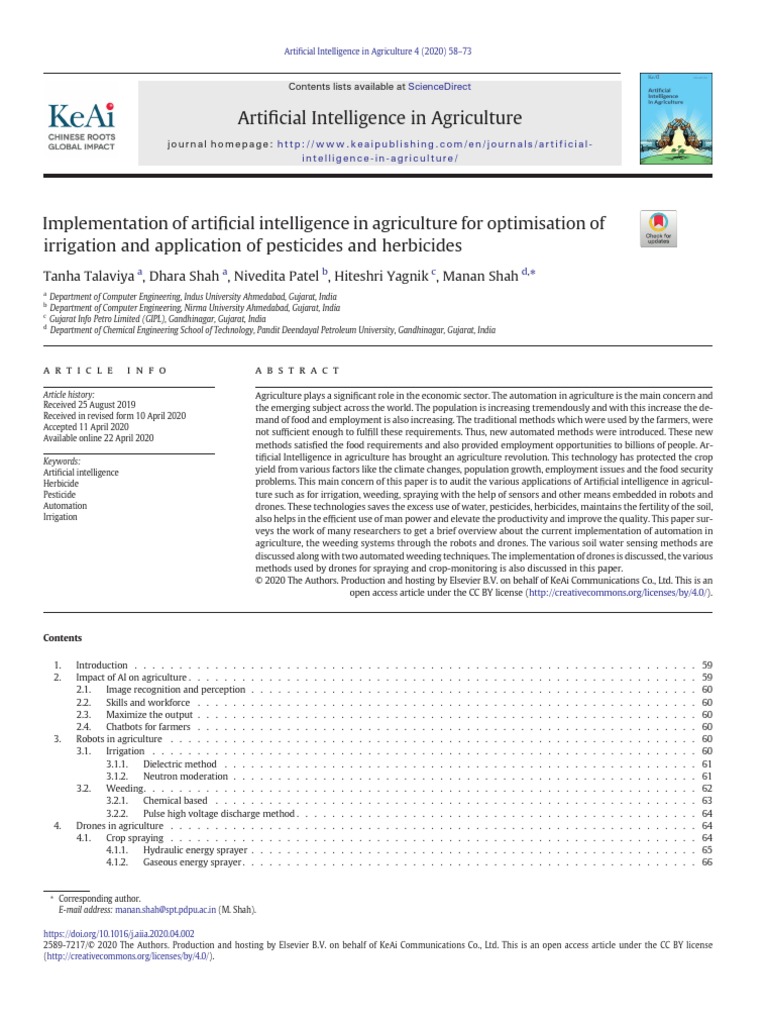 Implementation of Artificial Intelligence in Agriculture For ...
