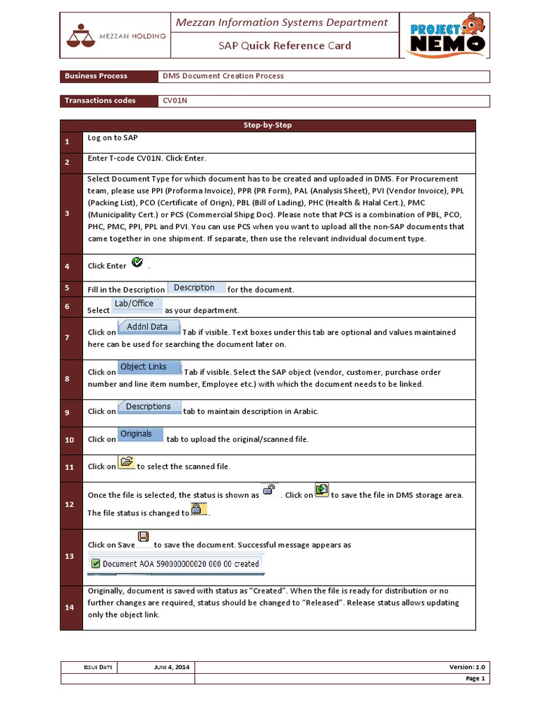 DMS Document Creation in SAP CV01N | PDF | Software | Computing