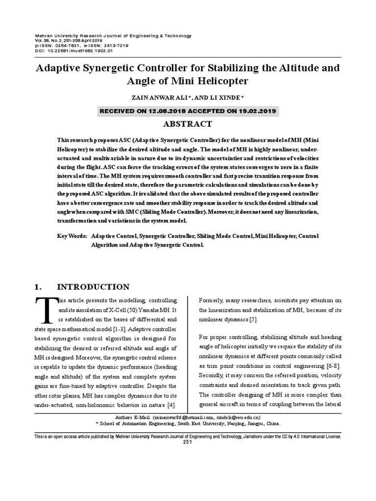 Adaptive Control for Mini Helicopter Stability | PDF | Control Theory ...
