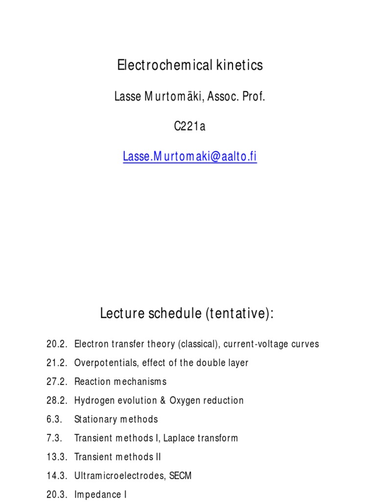 Electrochemical Lecture 1 PDF Electrochemistry Redox