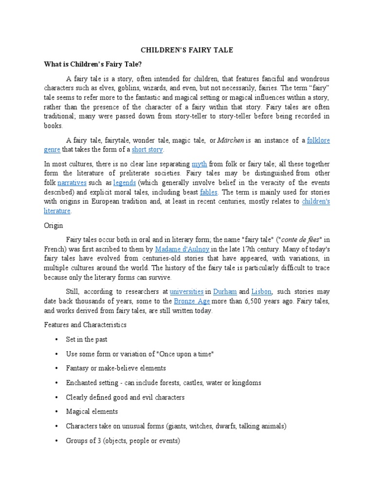 Children'S Fairy Tale What Is Children's Fairy Tale? PDF