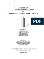 A Thesis On Customer Satisfaction OF Nepal Investment Bank Limited