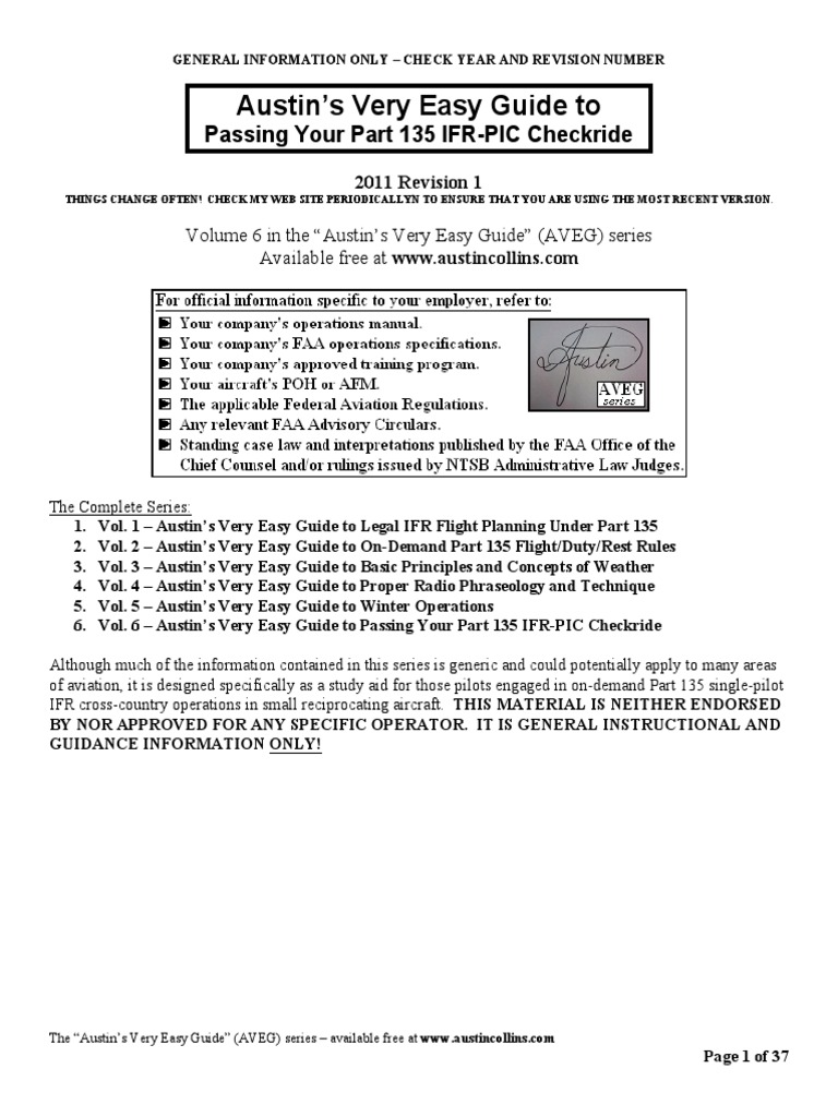 Passing Your Part 135 IFRPIC Checkride PDF Instrument Flight Rules