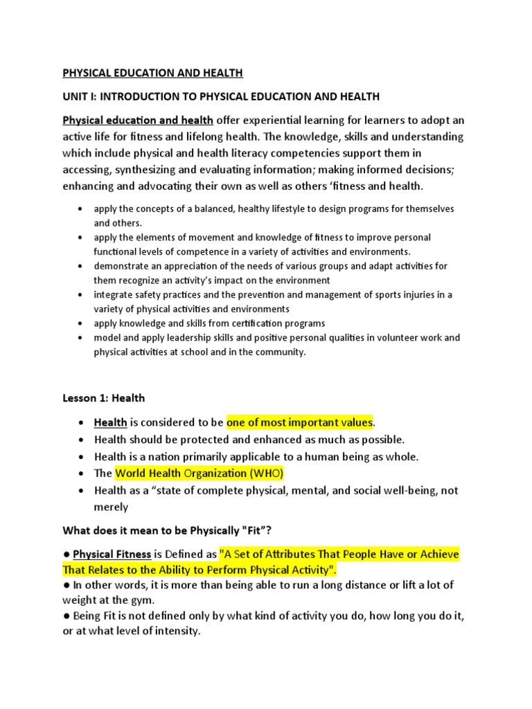 Physical Education and Health | PDF | Physical Fitness | Flexibility ...