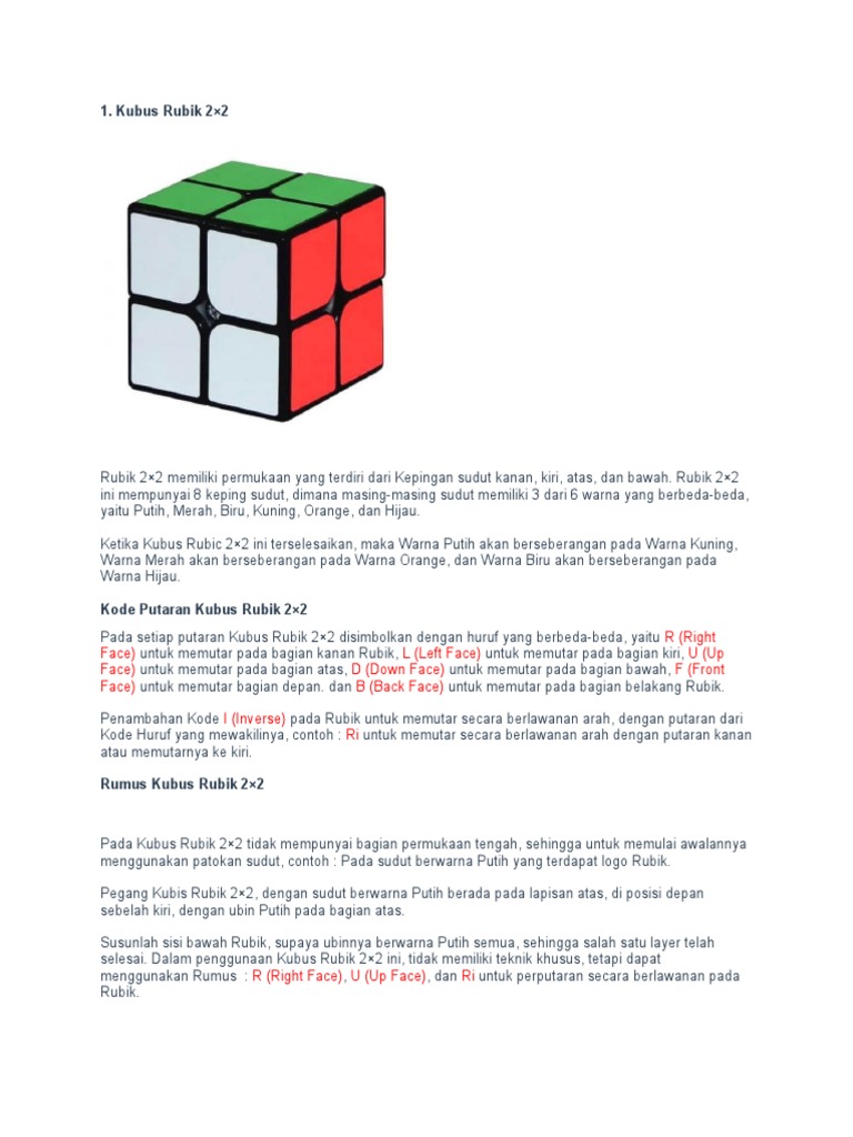Rumus Lengkap Rubik 2x2 untuk Pemula | PDF | Seni