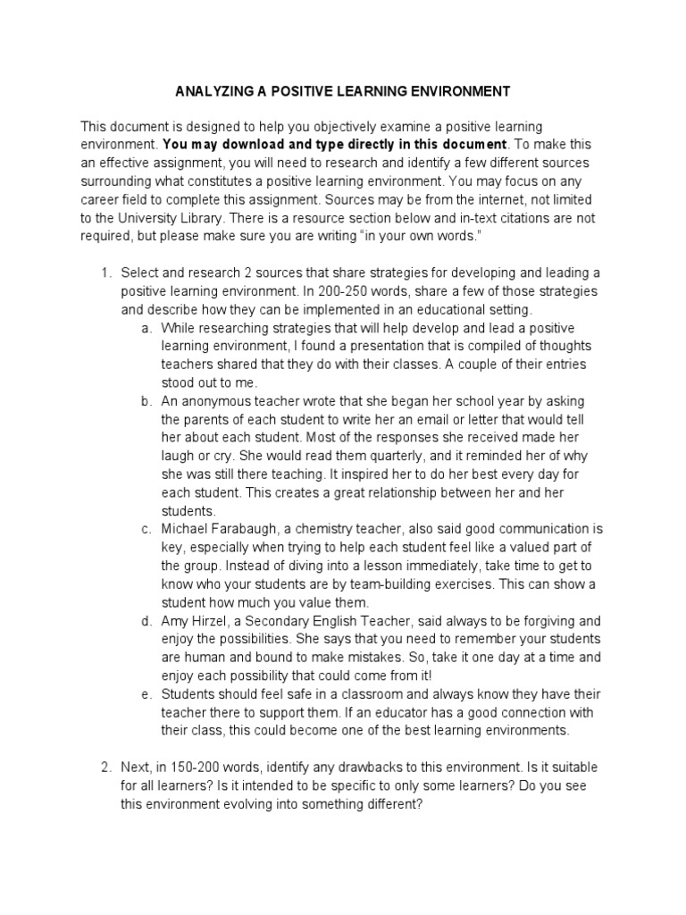 L6-Positive Learning Environment | PDF | Learning | Teachers