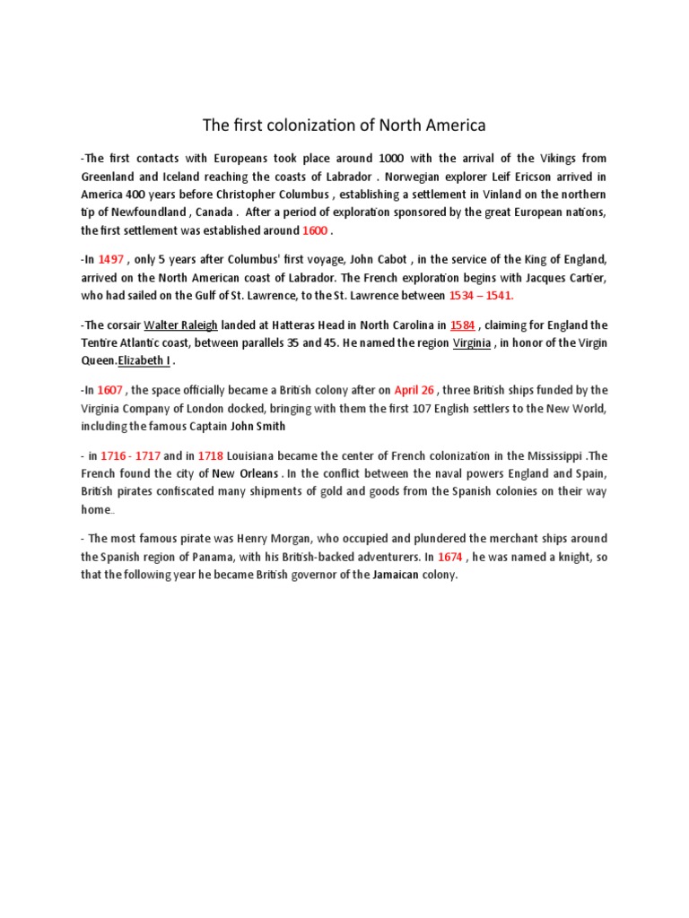 Early North American Colonization | PDF