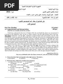 DZ Exams Bac Anglais 2016