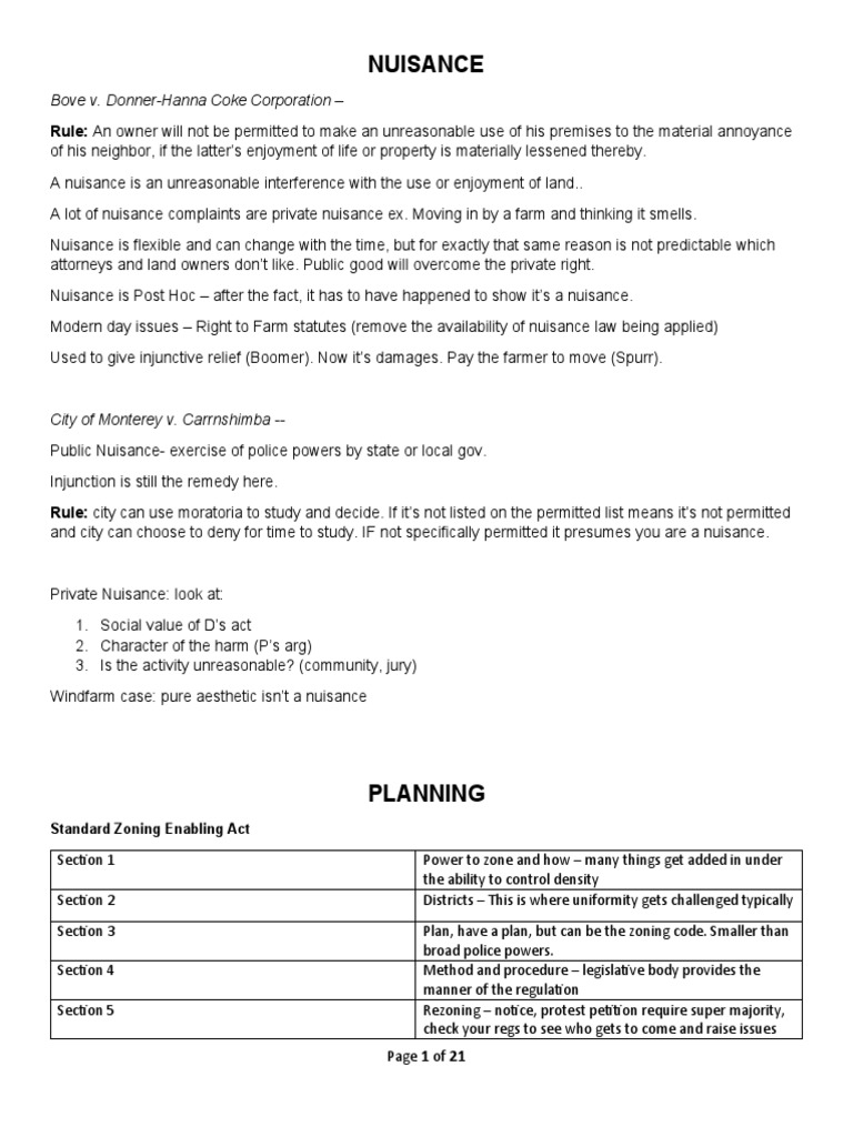 Land Use Outline PDF Nuisance Zoning