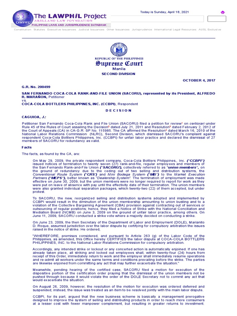 Coca-Cola Labor Dispute Decision Summary | PDF | Strike Action | Unfair ...