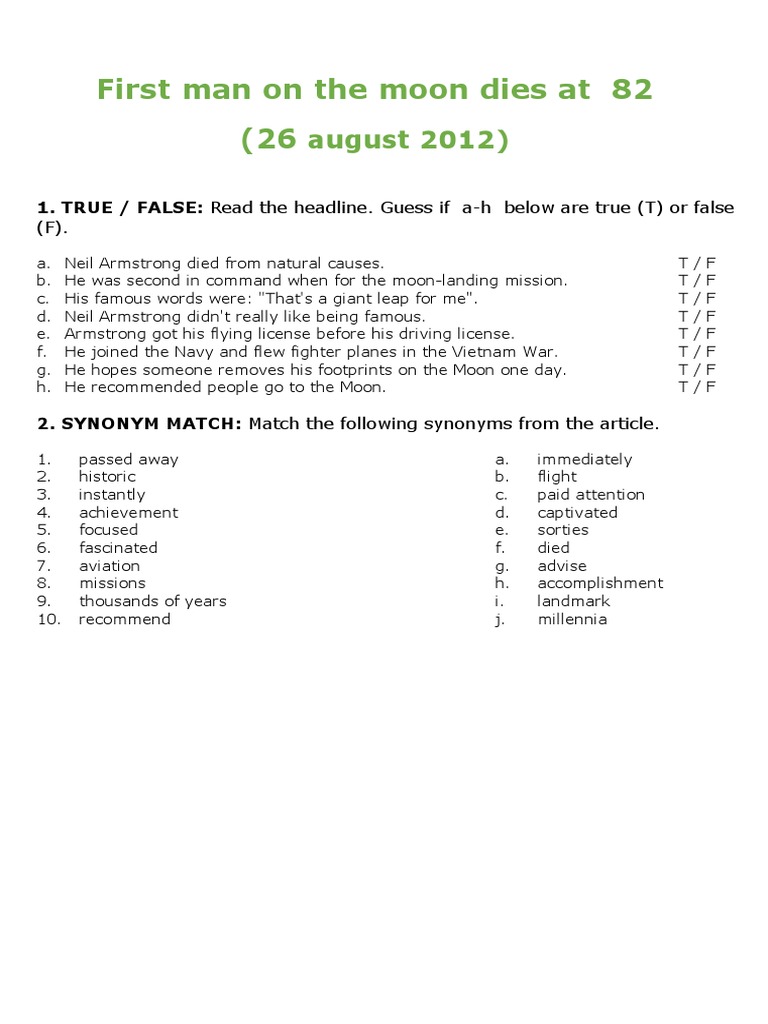 Fiesrt Unit 10 Space Pdf Neil Armstrong Apollo 11