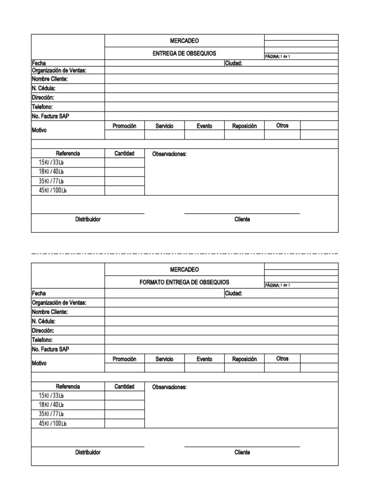 Formato de Entrega de Obsequios | PDF