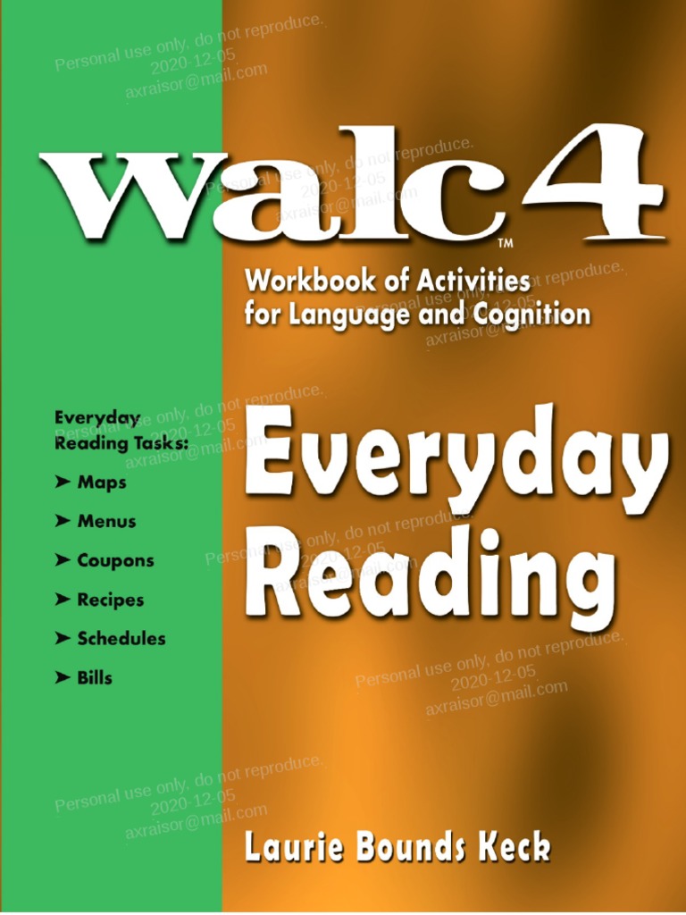 WALC 4 Functional Reading PDF Speech Language Pathology Physical