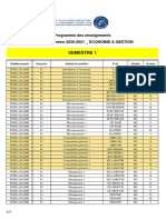 Programme Des Cours Du Semestre 1 (Economie & Gestion)