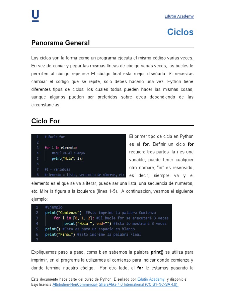 Ciclos For y While en Python | PDF | Python (lenguaje de programación ...