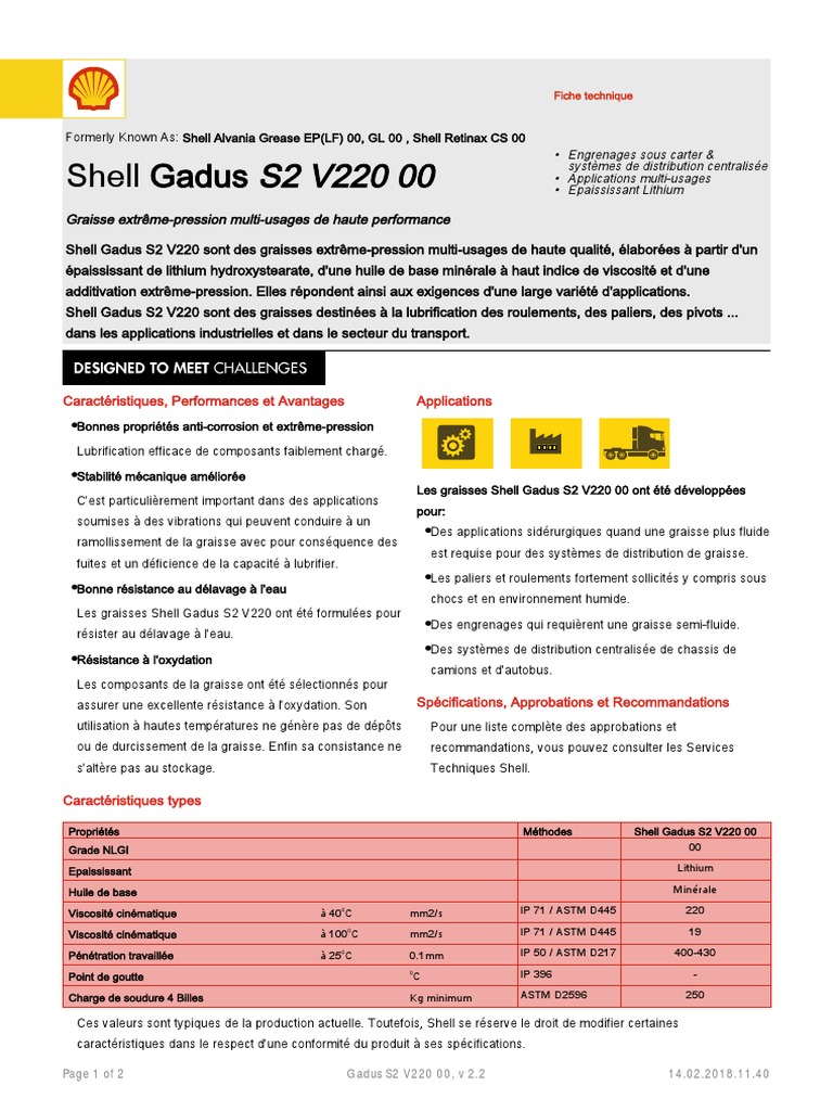 Shell Gadus Fiche Technique , Shell Gadus S3 V220C 2 – QZLUI