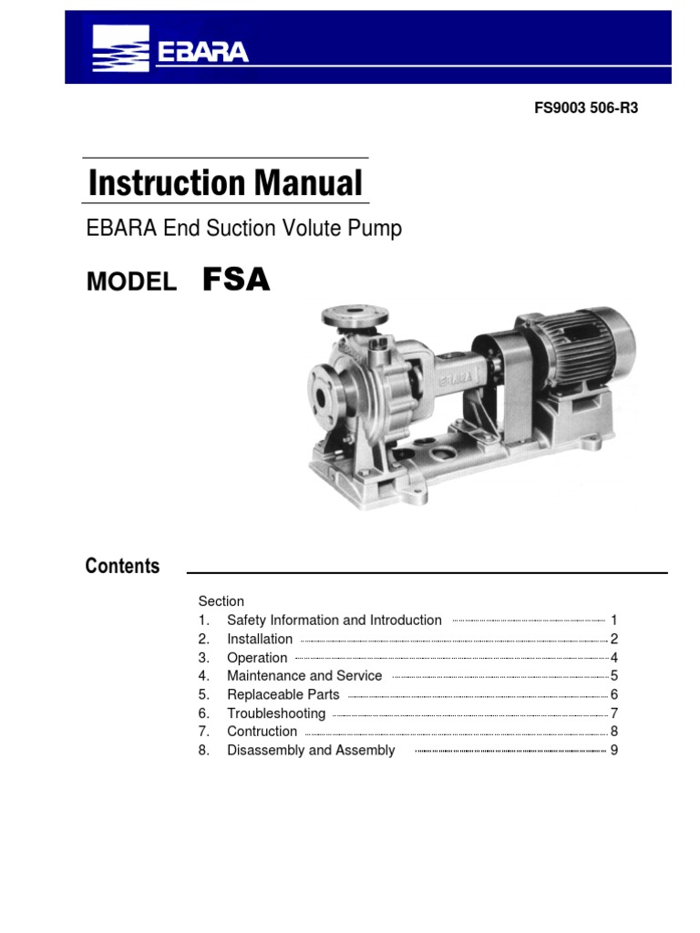 EBARA 100x80 FSJA Pump Manual | PDF | Pump | Valve