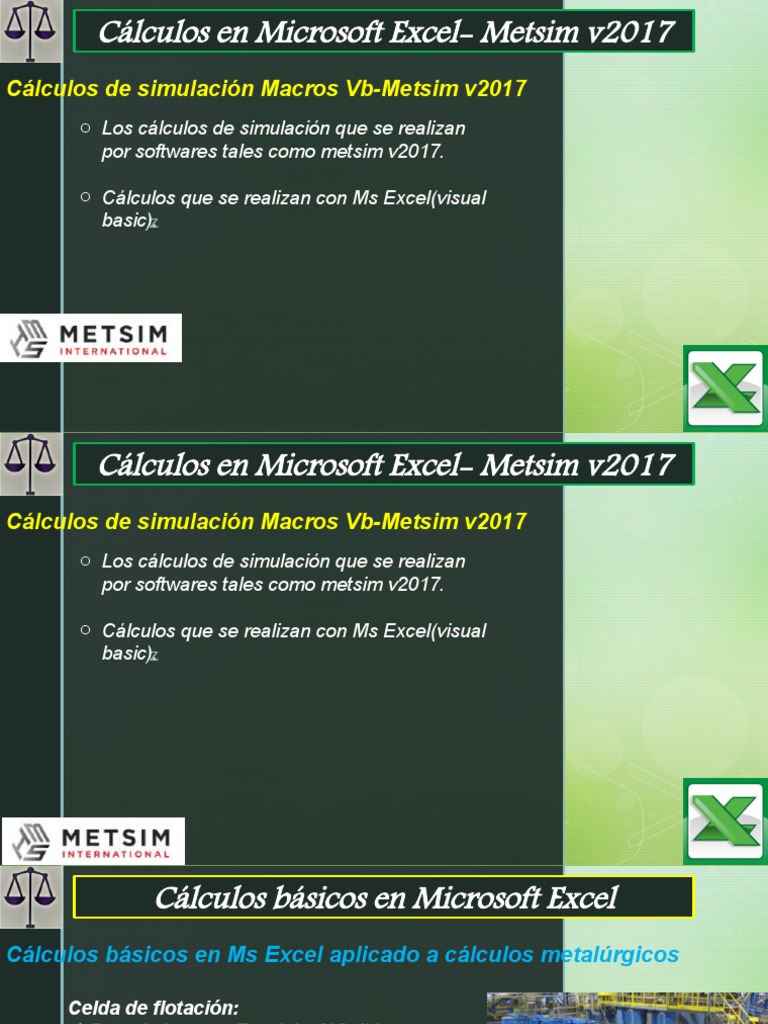 Cálculos Metalúrgicos en Excel y Metsim | PDF