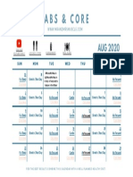 Abs & Core Workout Calendar - Aug 2020