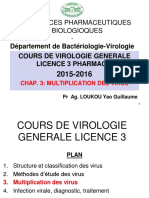 Cours Virologie Generale l3 - Chap..3 - Multiplication Virale - Mai 2016
