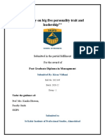 ""A Study On Big Five Personality Trait and Leadership"": Submitted in The Partial Fulfilment For The Award of