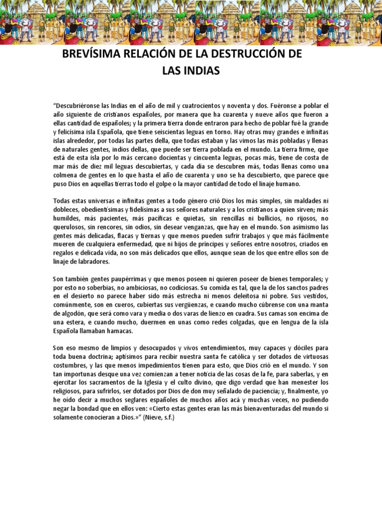 Taller - Brevísima Relación de La Destrucción de Las Indias | PDF ...