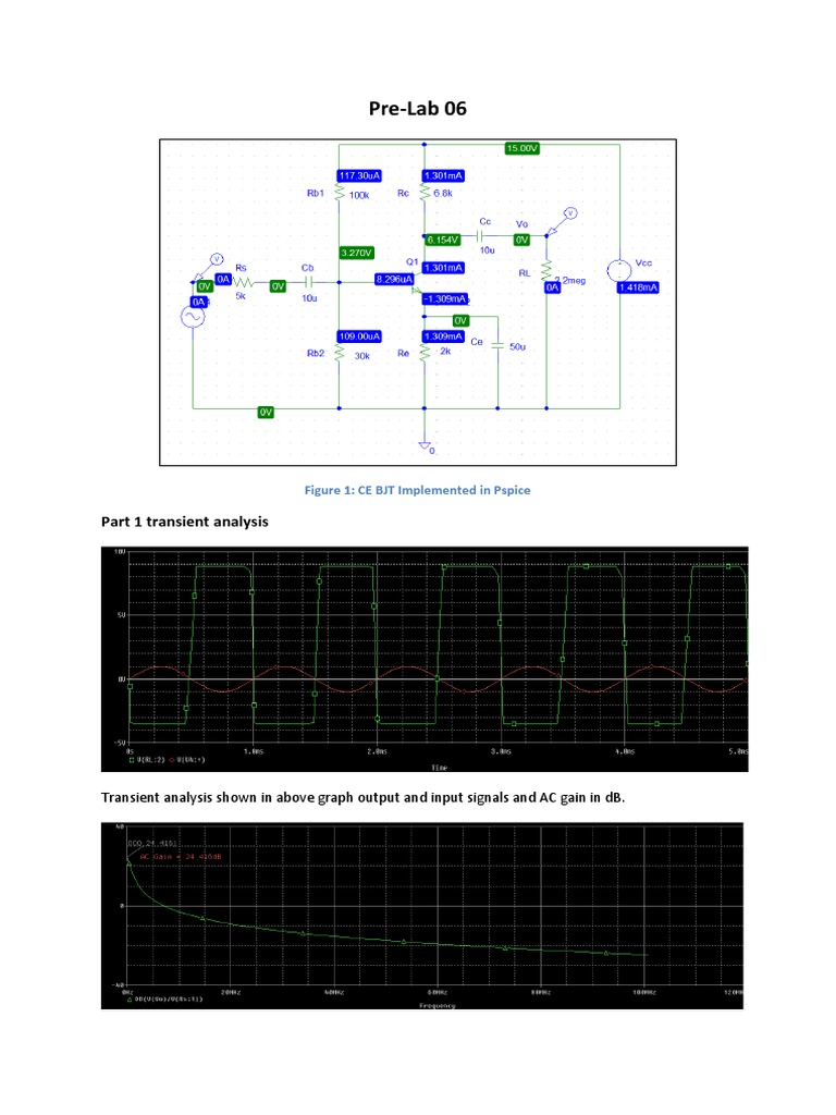 Pre-Lab 06: Part 1 Transient Analysis | PDF