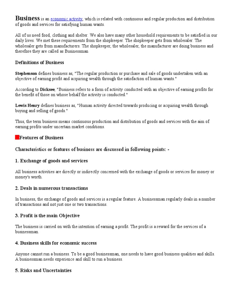 What Is Business PDF Goods Sales