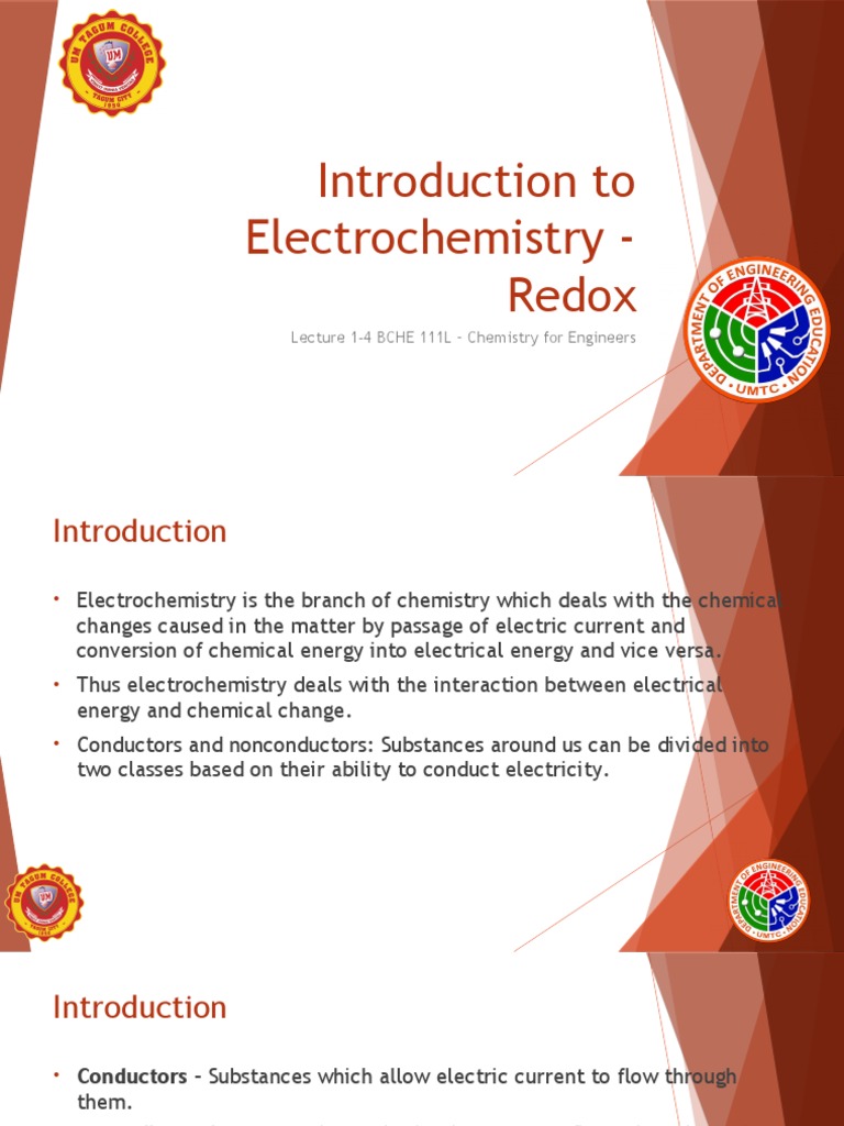 14 Introduction To Electrochemistry Redox PDF Redox Ion