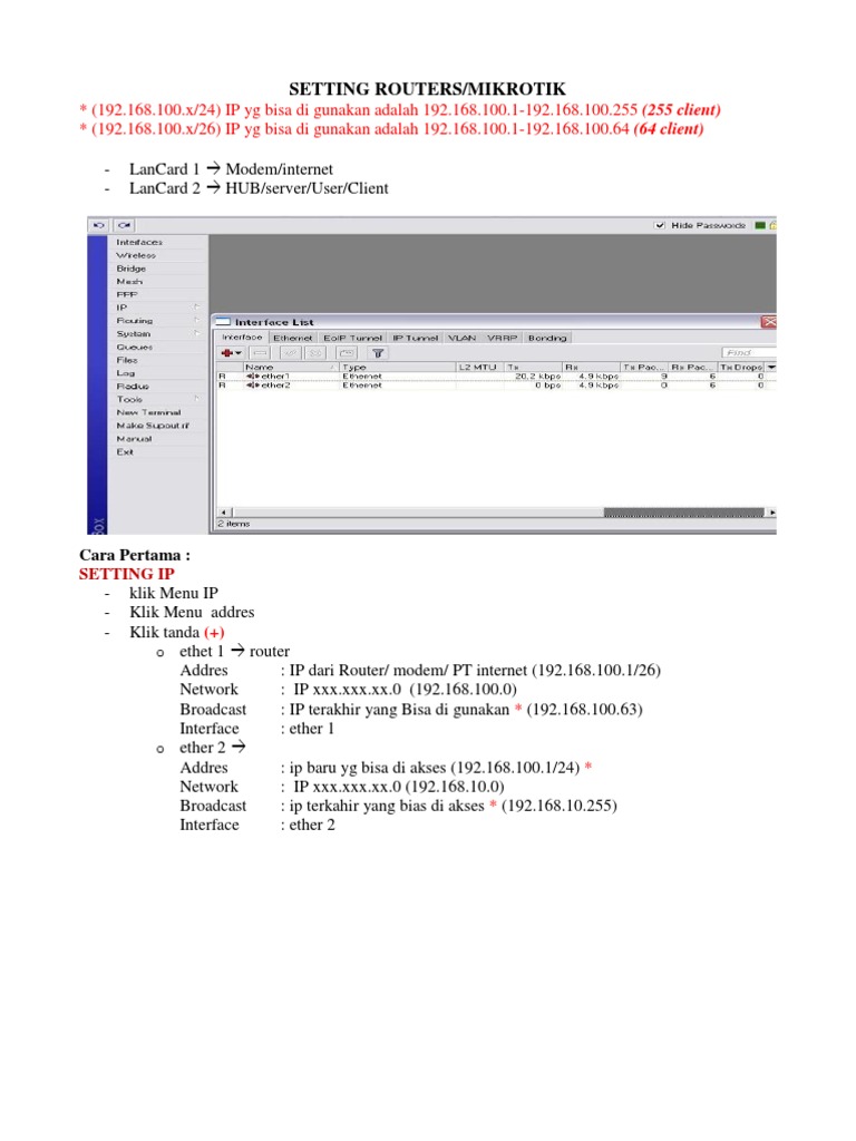 Panduan Setting Router Mikrotik | PDF