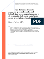 Lazzari, Mariana (UBA). (2007). Ensenanza Del Conocimiento Historico y Social en El Nivel Inicial. Las Ideas Organizadoras y El Concepto (..)