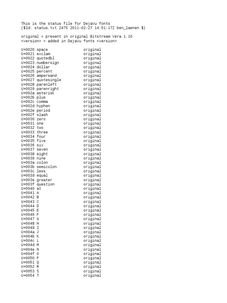 DejaVu Fonts Status Overview | PDF