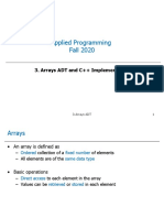 Applied Programming Fall 2020: 3. Arrays ADT and C++ Implementation