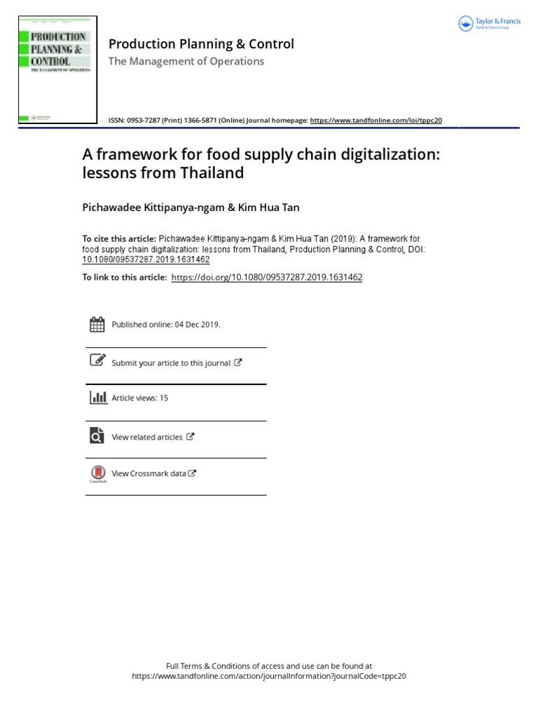 Food Supply Chain Digitalization Framework | PDF