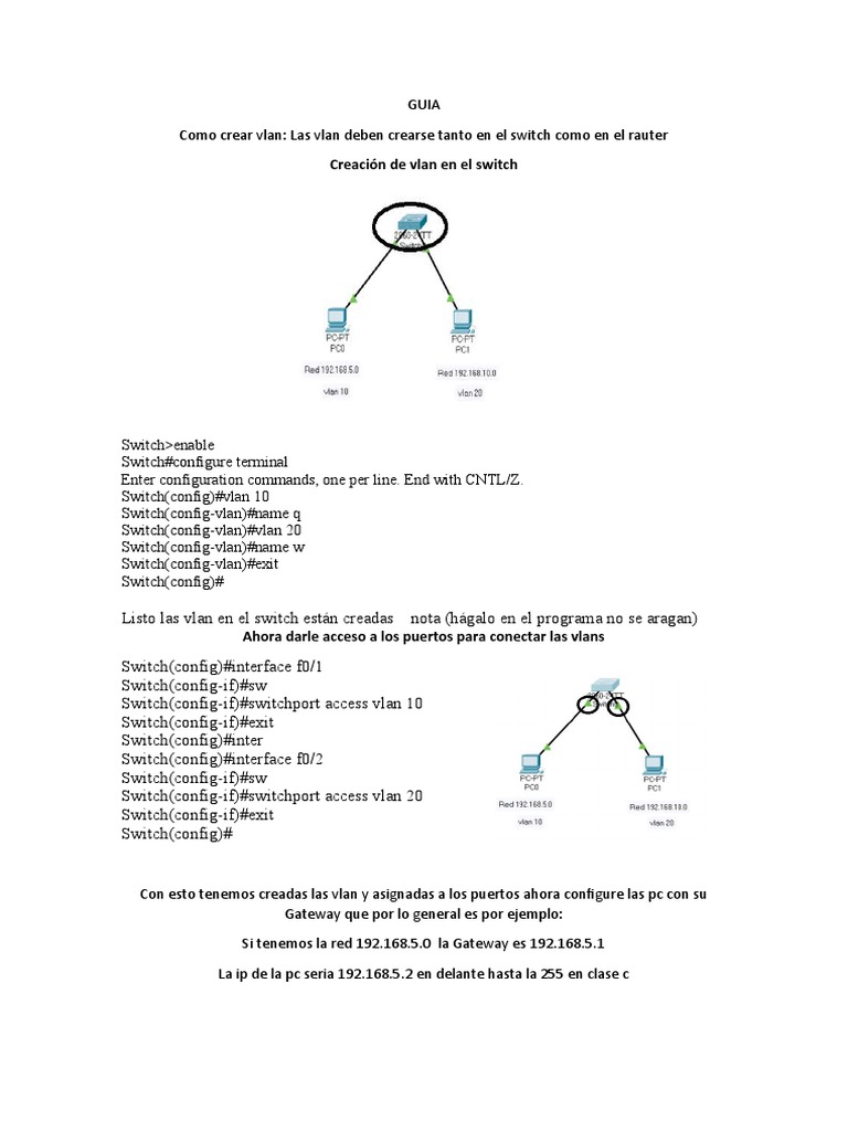 Configuración de VLAN en Cisco Packet Tracer | PDF