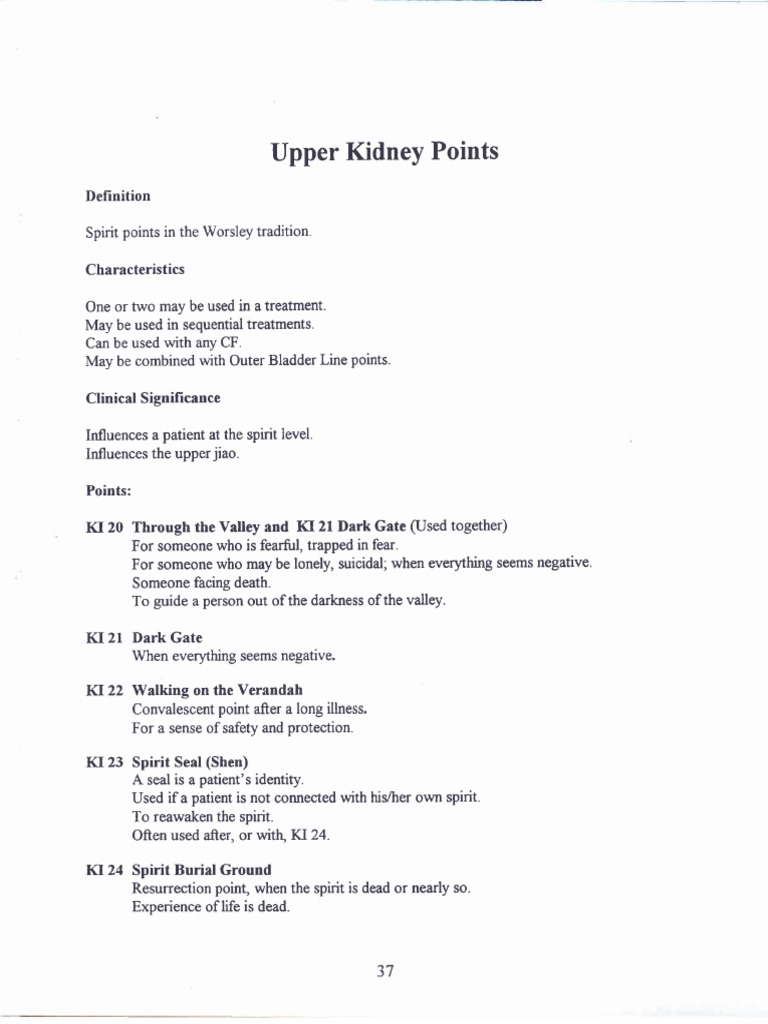 Upper Kidney & Bladder Points Guide | PDF