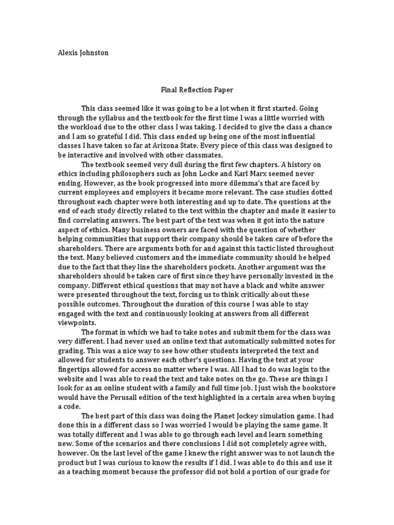 Final Reflection Paper Ogl 345 | PDF | Career & Growth | Self-Improvement