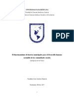 El Funcionamiento de Huertos Municipales para El Desarrollo Humano Sostenible de Las Comunidades Rurales