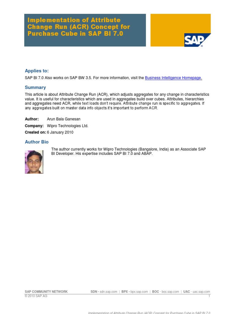 Attribute Change Run (ACR) SAP BI 7.0 PDF Business Intelligence