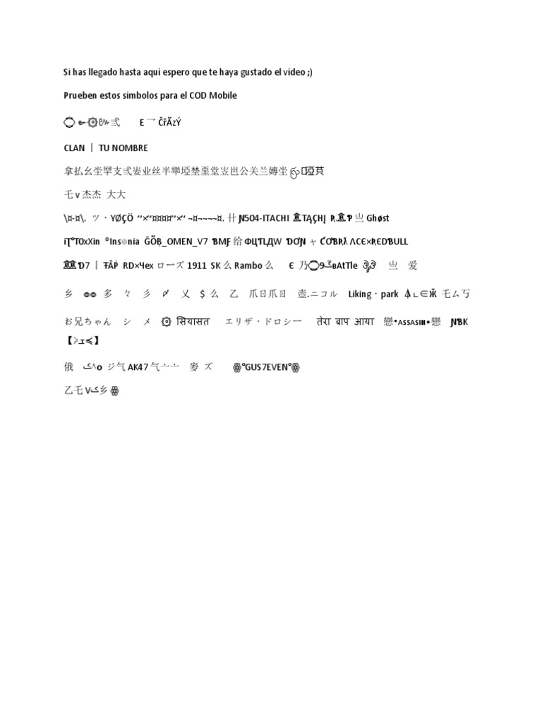 Símbolos Call of Duty Mobile | PDF