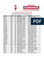 Honda Motorcycle Model ID Chart