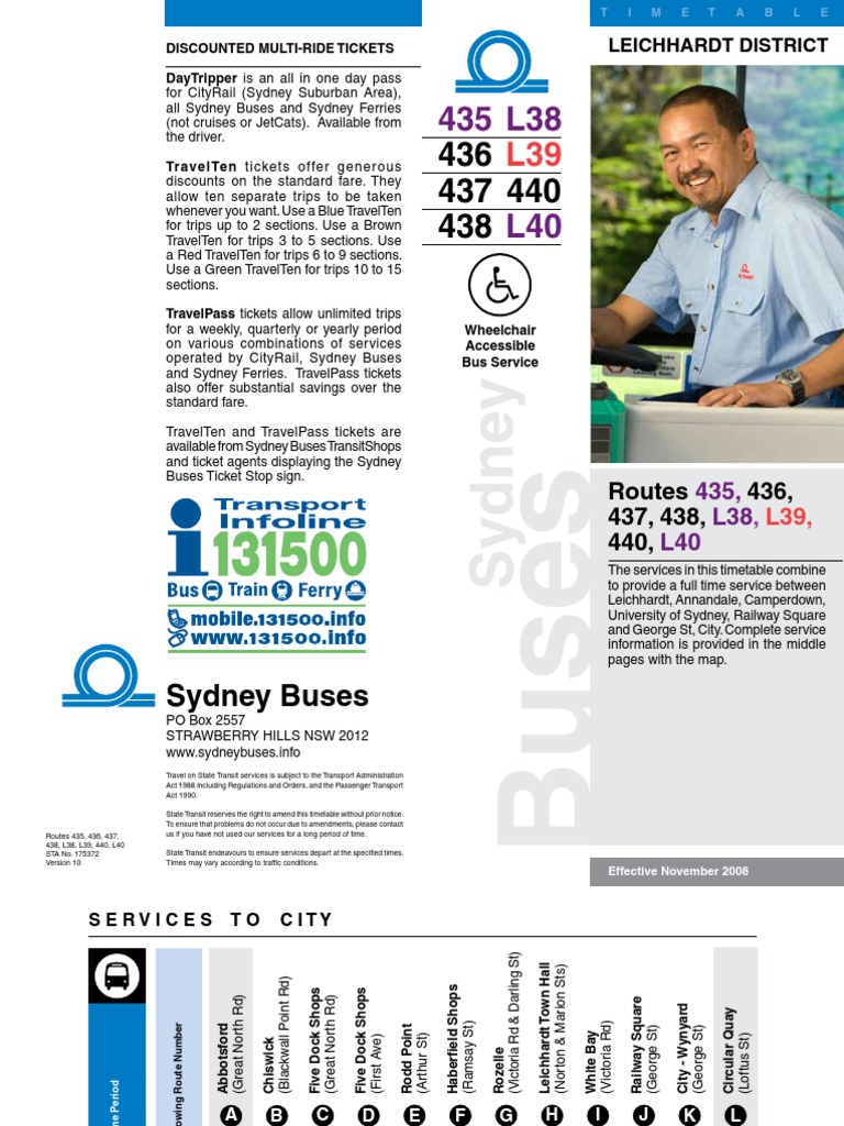 Sydney Bus 438 Timetable Details | PDF | Bus | Land Transport