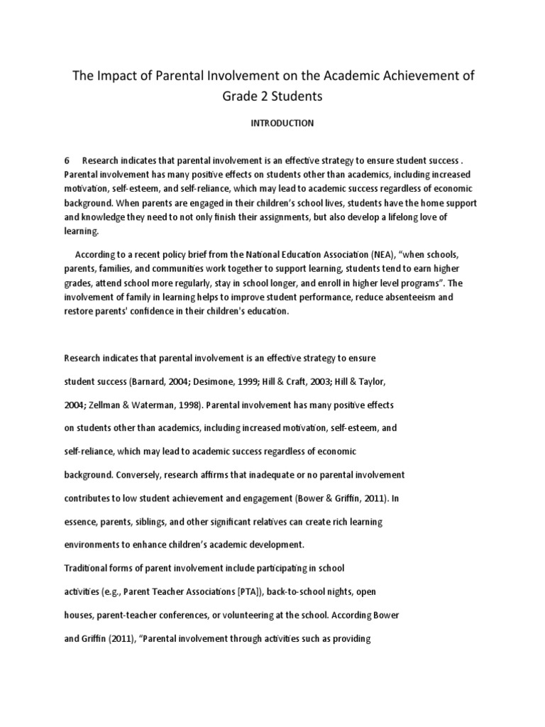 The Impact of Parental Involvement On The Academic Achievement of Grade ...