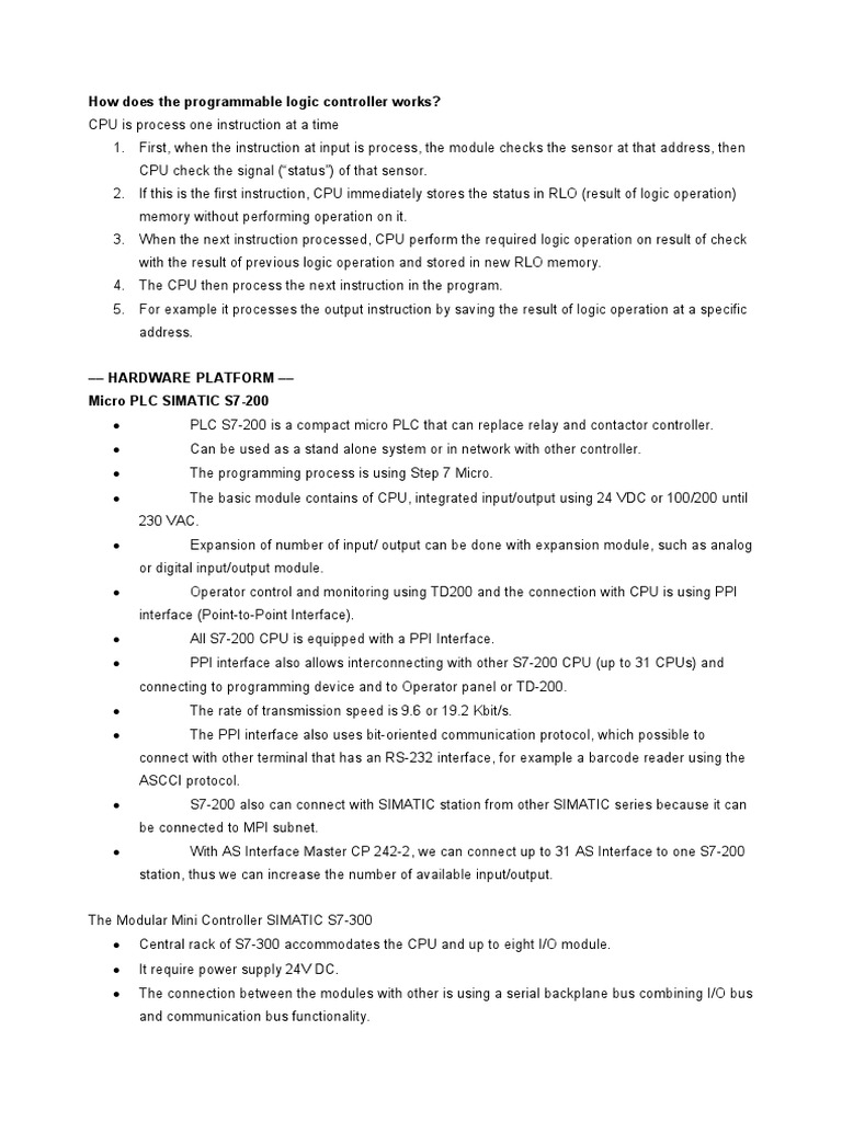 How Does The Programmable Logic Controller Works PDF Programmable