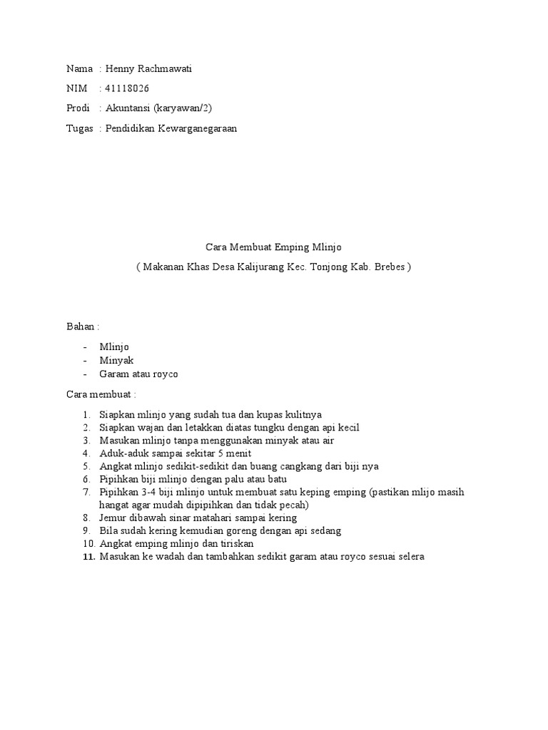 Tugas Pembuatan Emping Mlinjo | PDF | Karier & Perkembangan