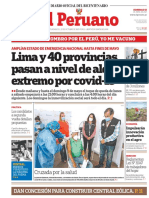 El Peruano: Lima y 40 Provincias Pasan A Nivel de Alerta Extremo Por Covid-19